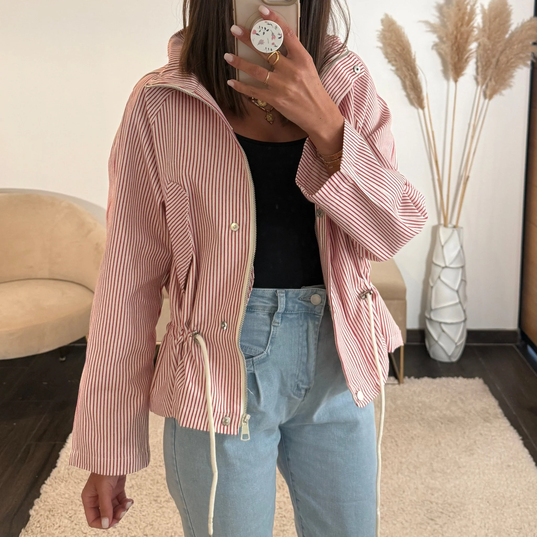 VESTE RAYEE ROUGE MELIA - Image 2