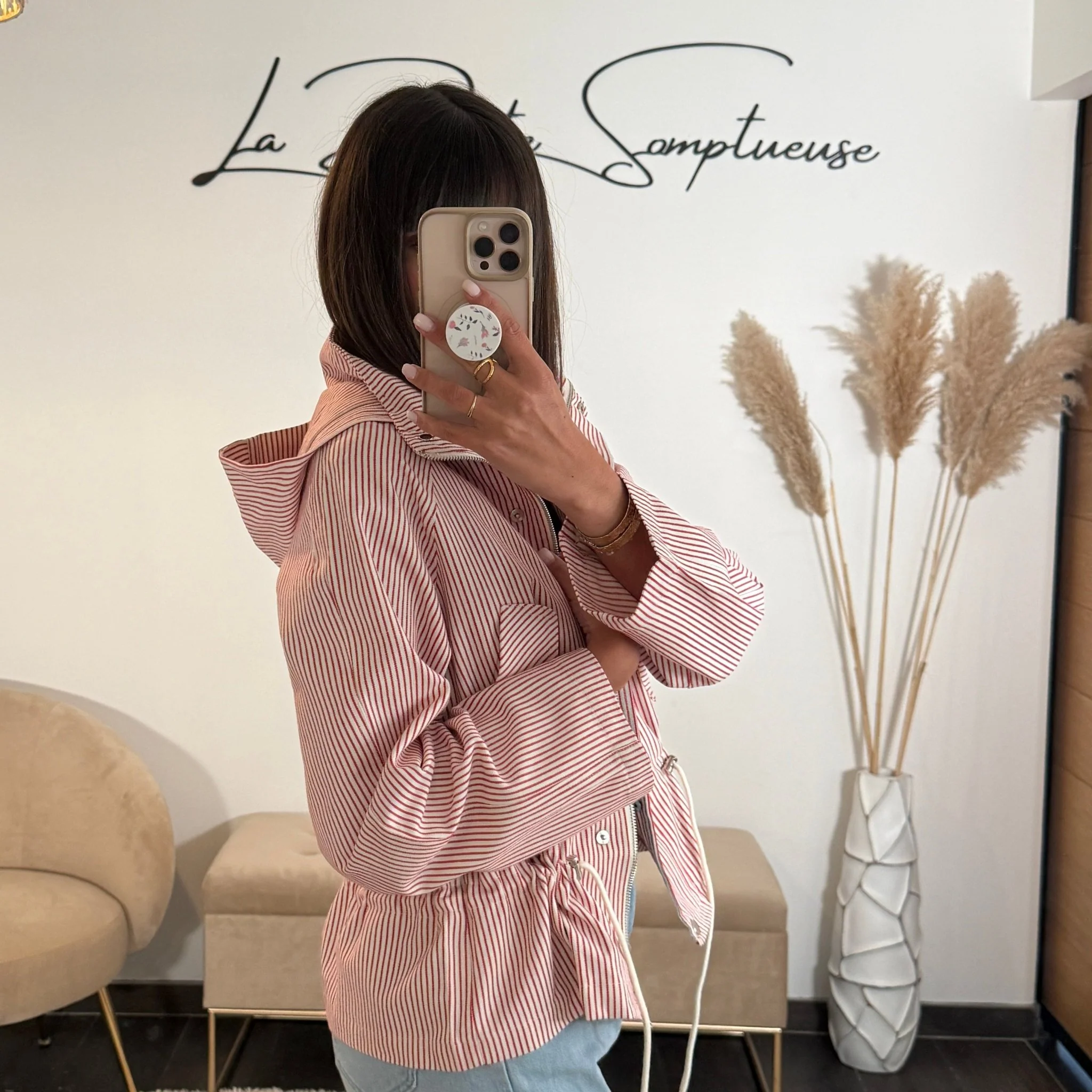 VESTE RAYEE ROUGE MELIA - Image 3