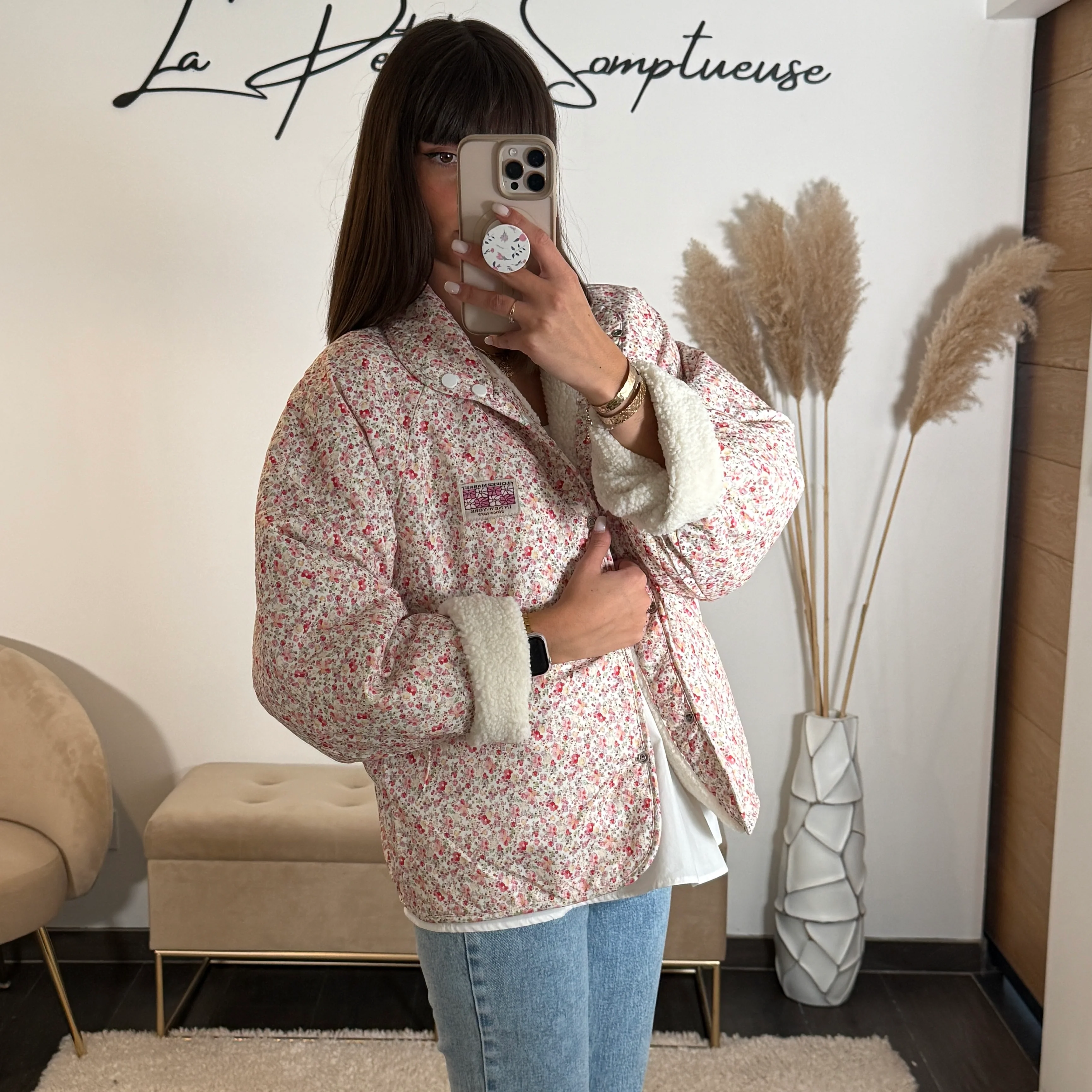 VESTE REVERSIBLE BLANCHE FLOWERS - Image 7