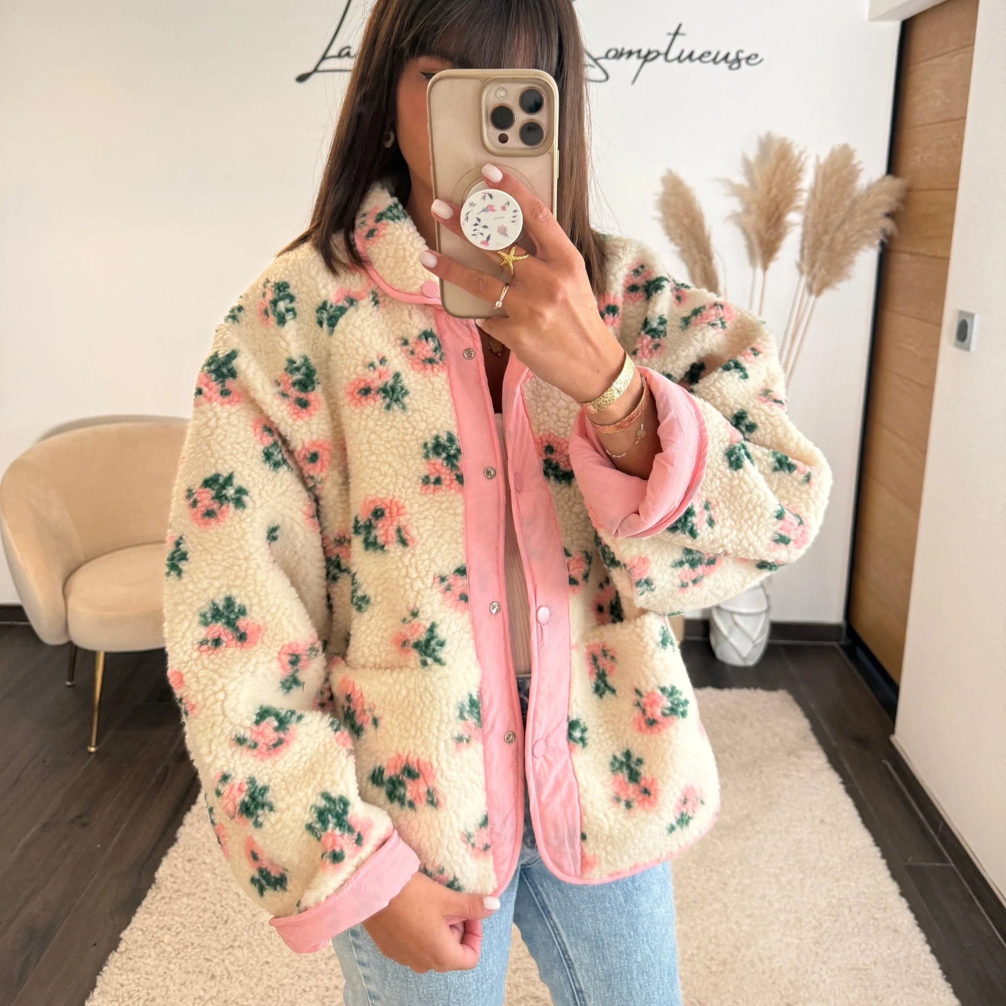 VESTE FLEURIE ROSE - Image 2