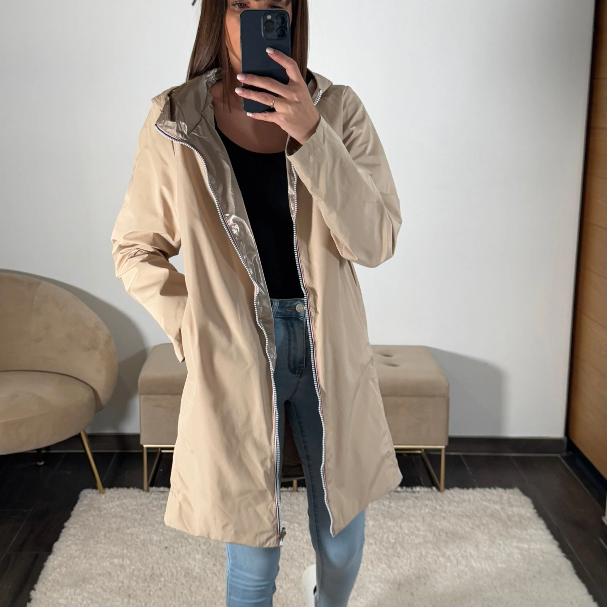 VESTE REVERSIBLE IMPERMEABLE BEIGE
