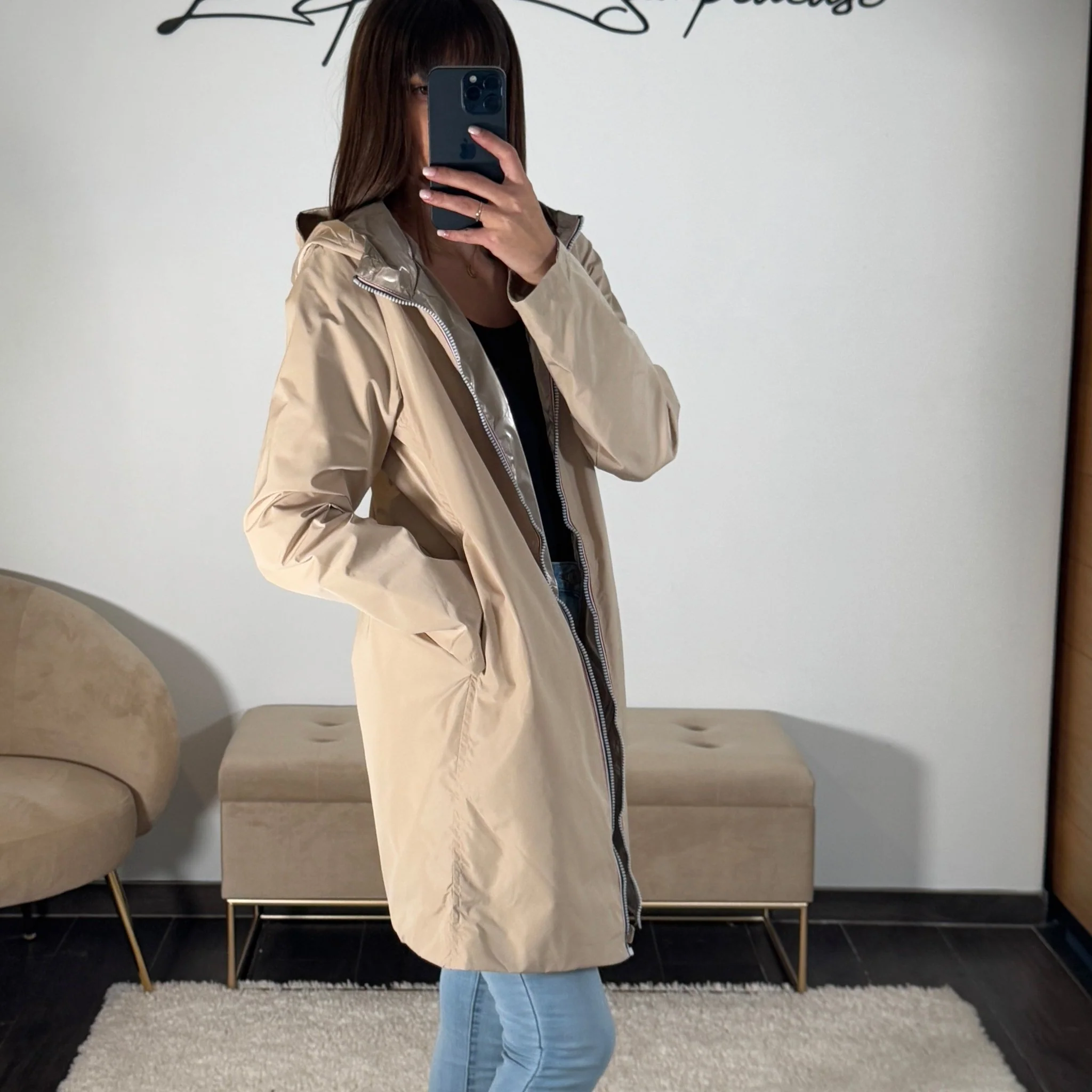 VESTE REVERSIBLE IMPERMEABLE BEIGE - Image 2