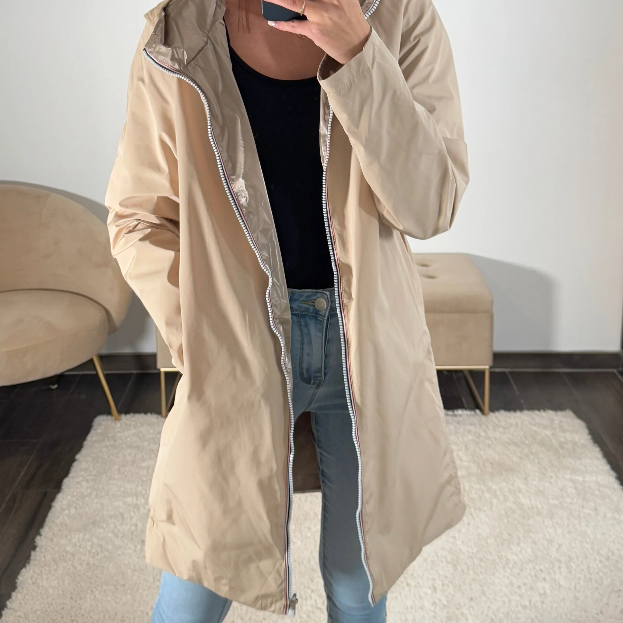 VESTE REVERSIBLE IMPERMEABLE BEIGE - Image 3