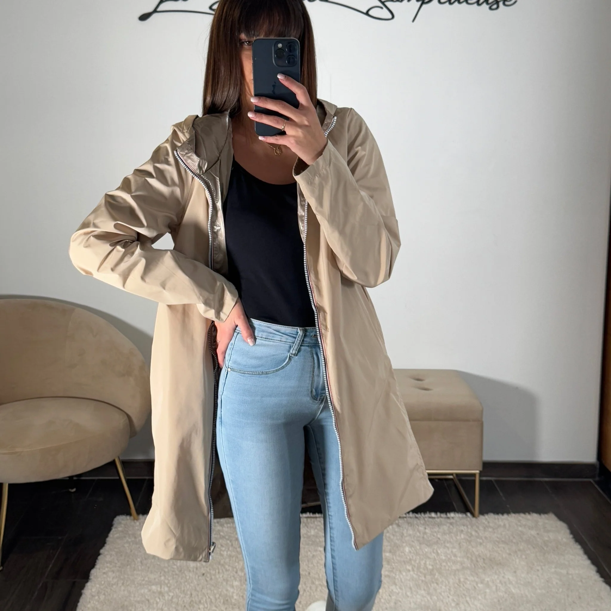 VESTE REVERSIBLE IMPERMEABLE BEIGE - Image 4