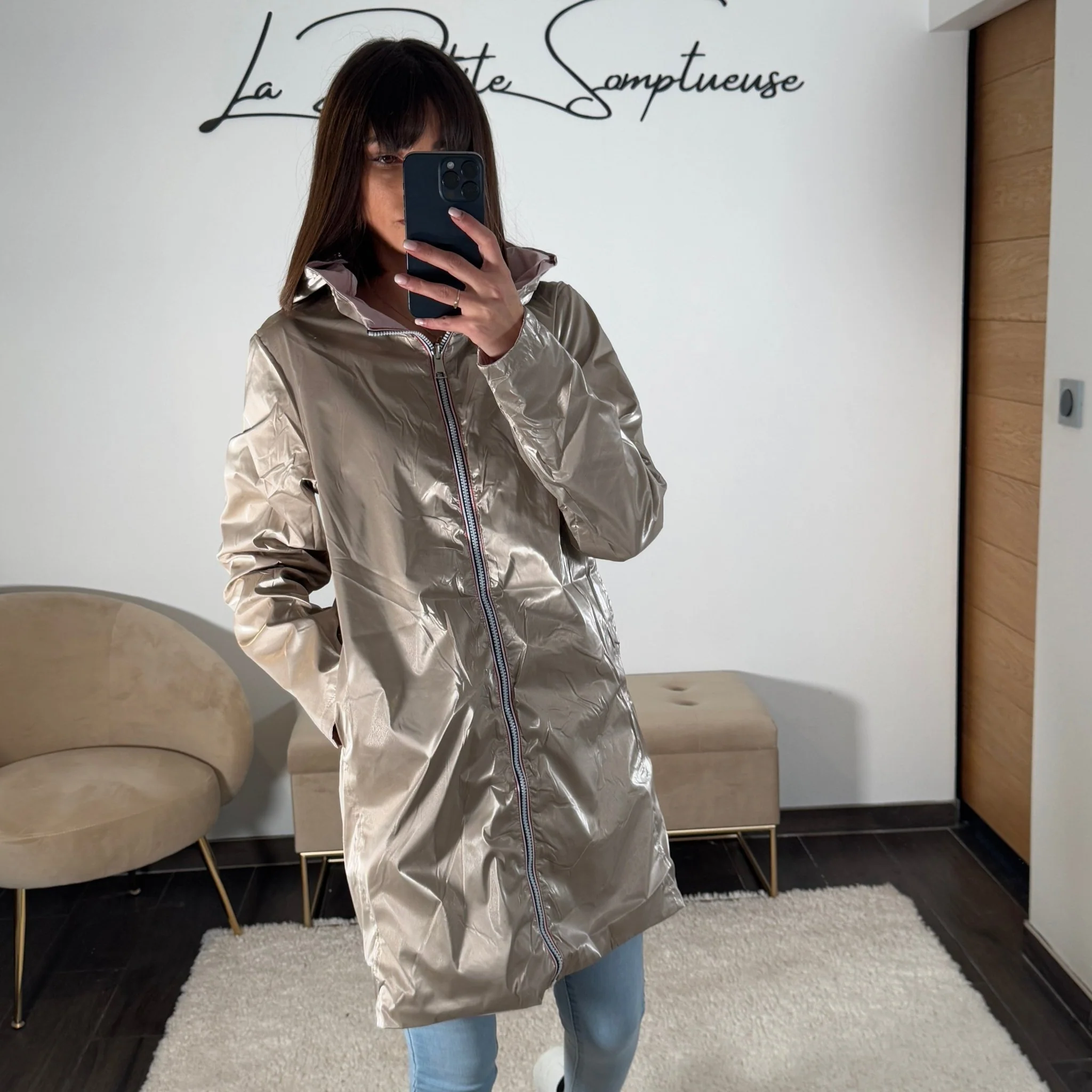VESTE REVERSIBLE IMPERMEABLE BEIGE - Image 6