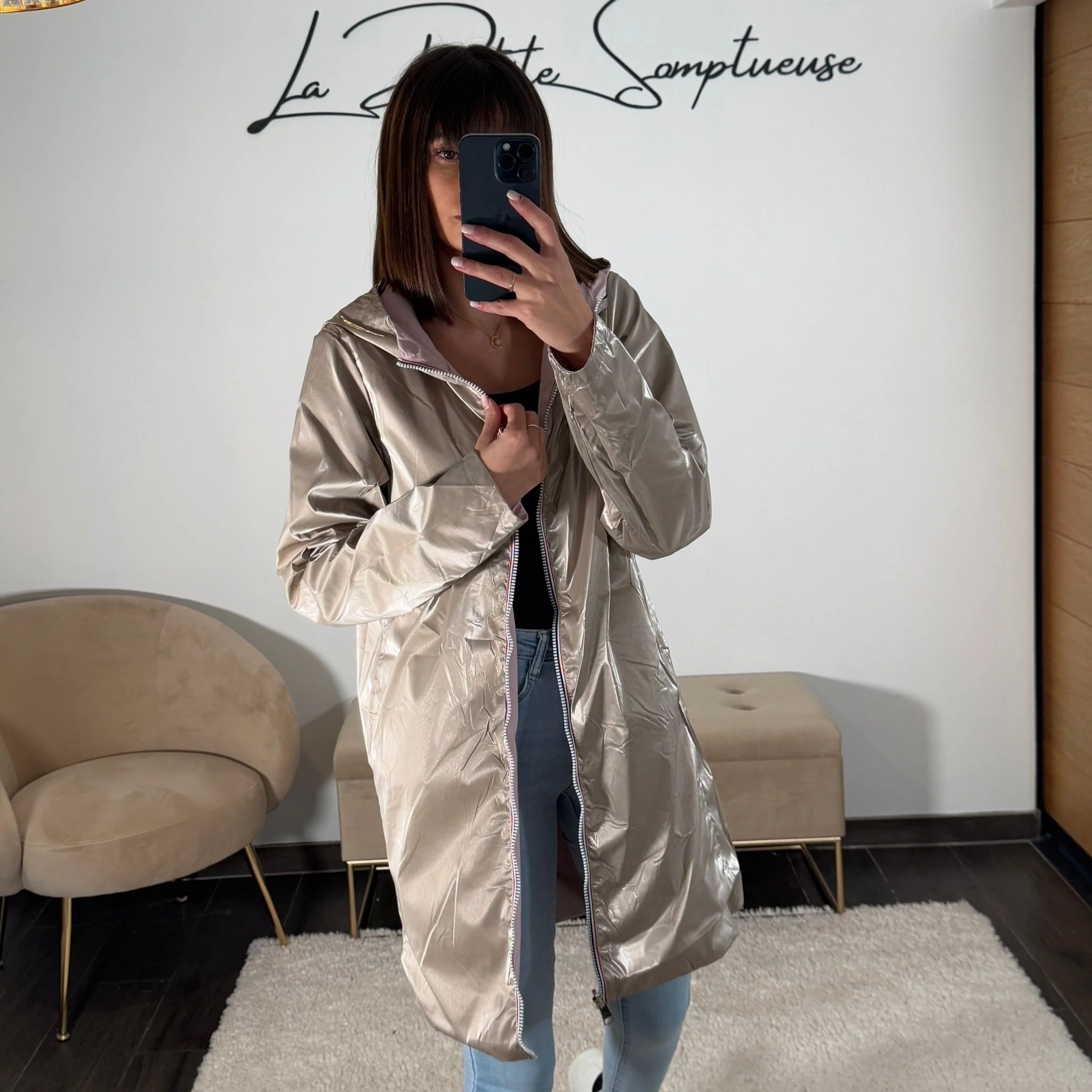 VESTE REVERSIBLE IMPERMEABLE BEIGE - Image 7