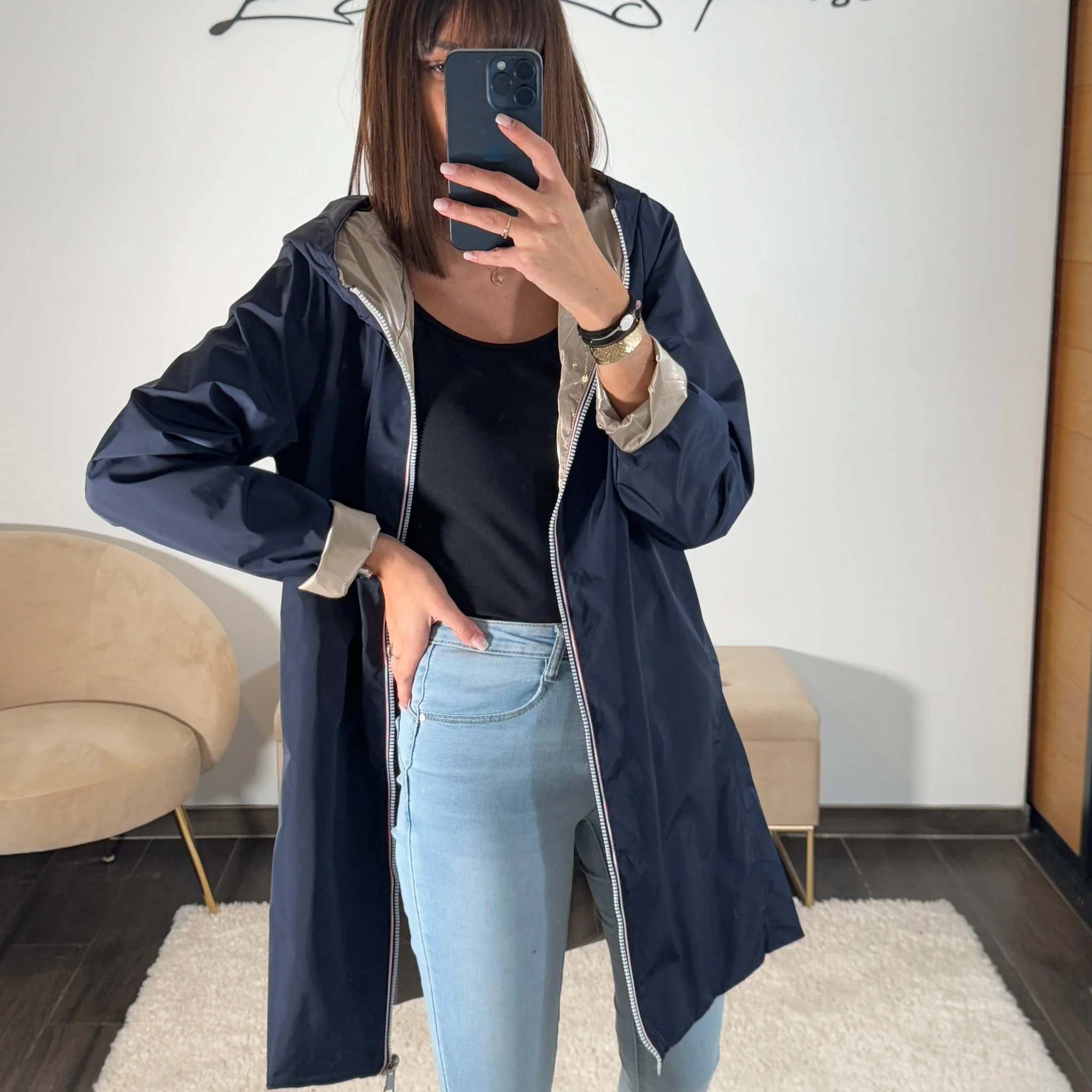 VESTE REVERSIBLE IMPERMEABLE BLEUE - Image 2