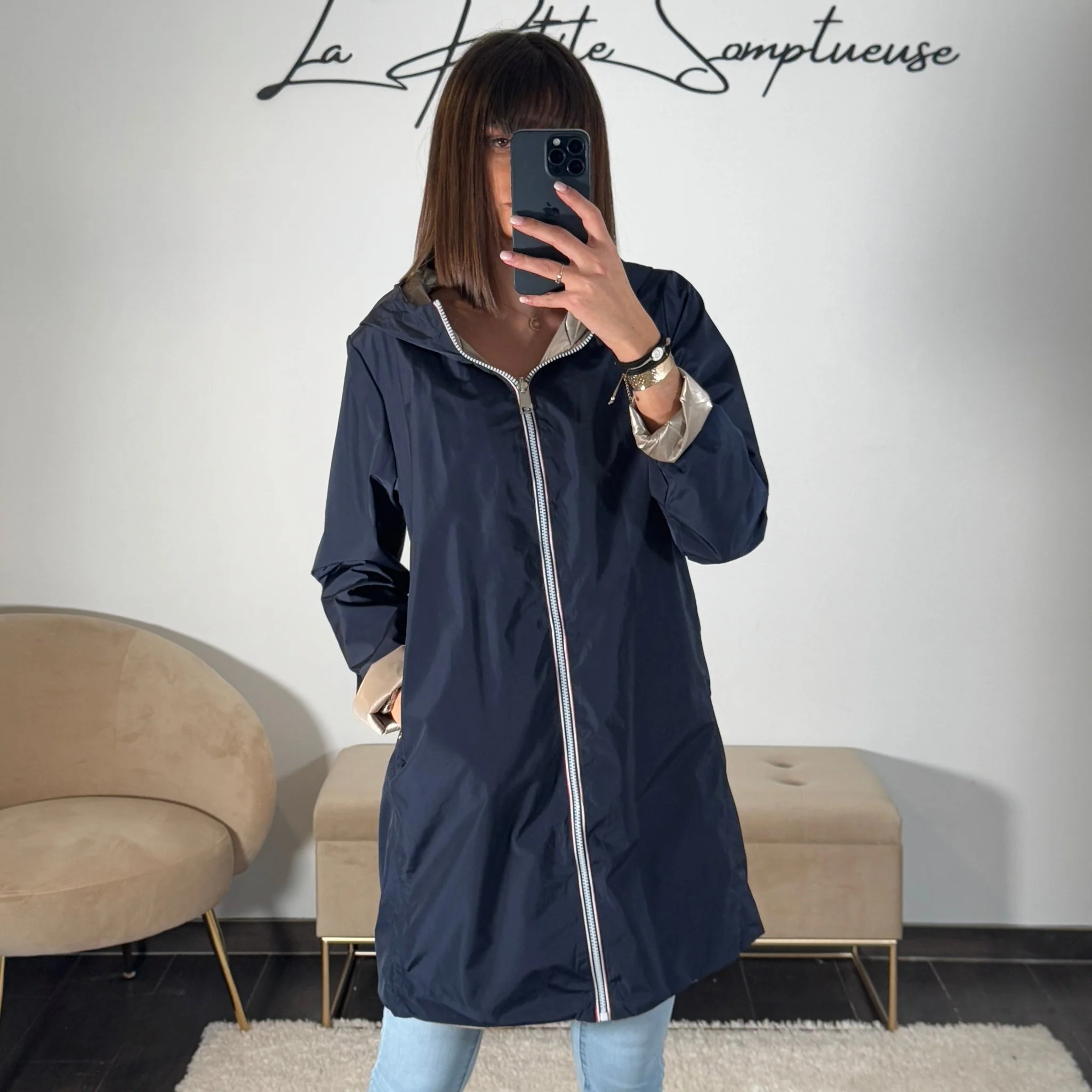 VESTE REVERSIBLE IMPERMEABLE BLEUE - Image 4