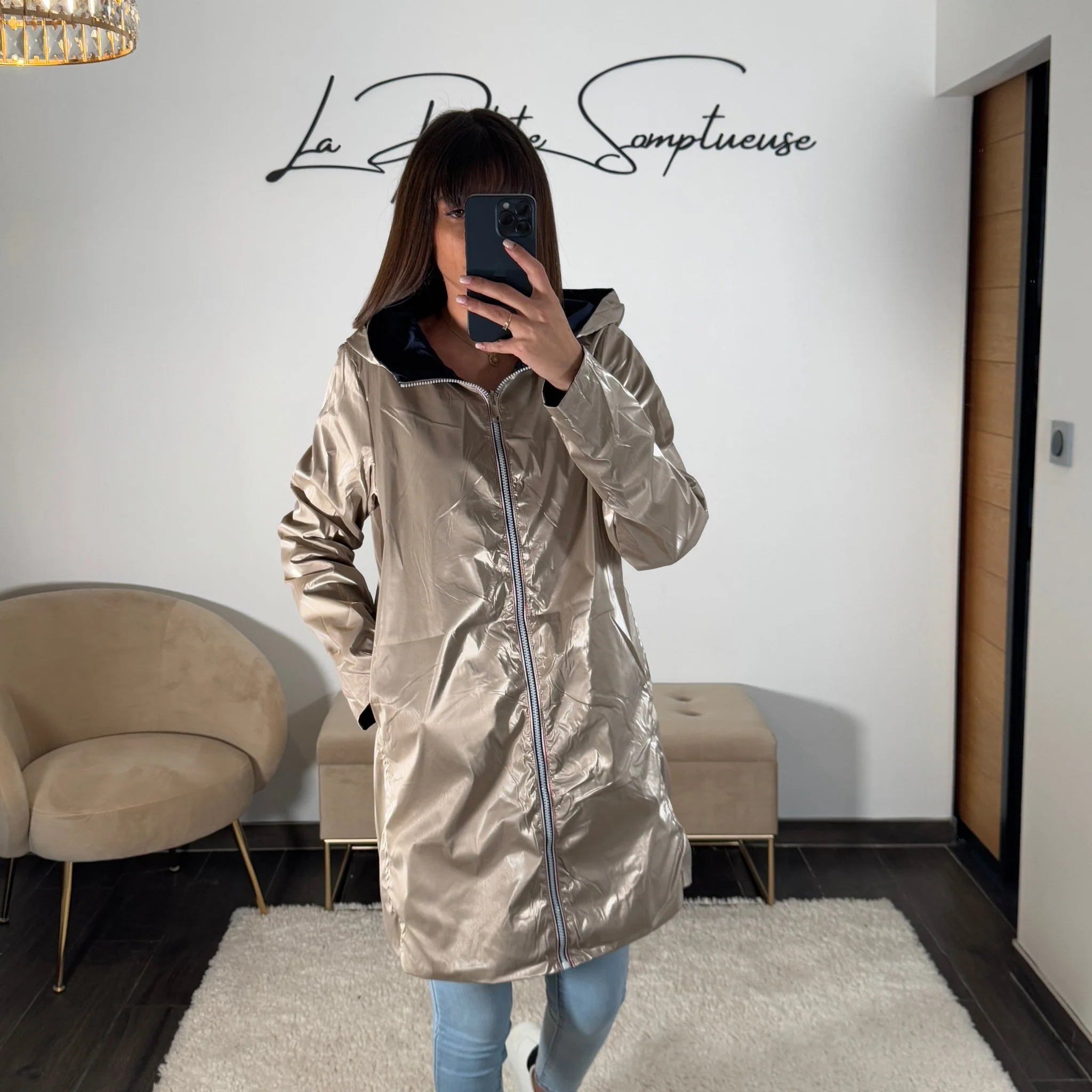 VESTE REVERSIBLE IMPERMEABLE BLEUE - Image 5