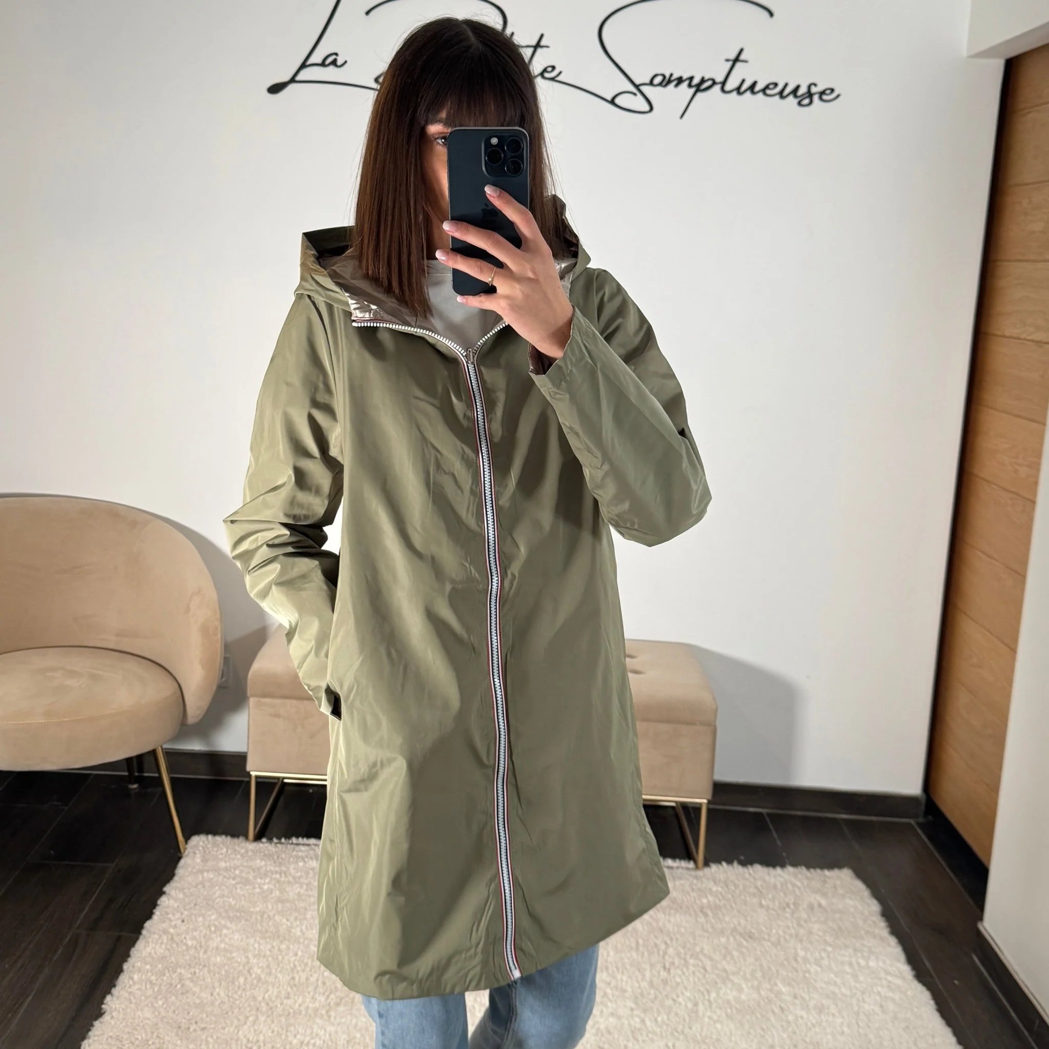 VESTE REVERSIBLE IMPERMEABLE KAKI
