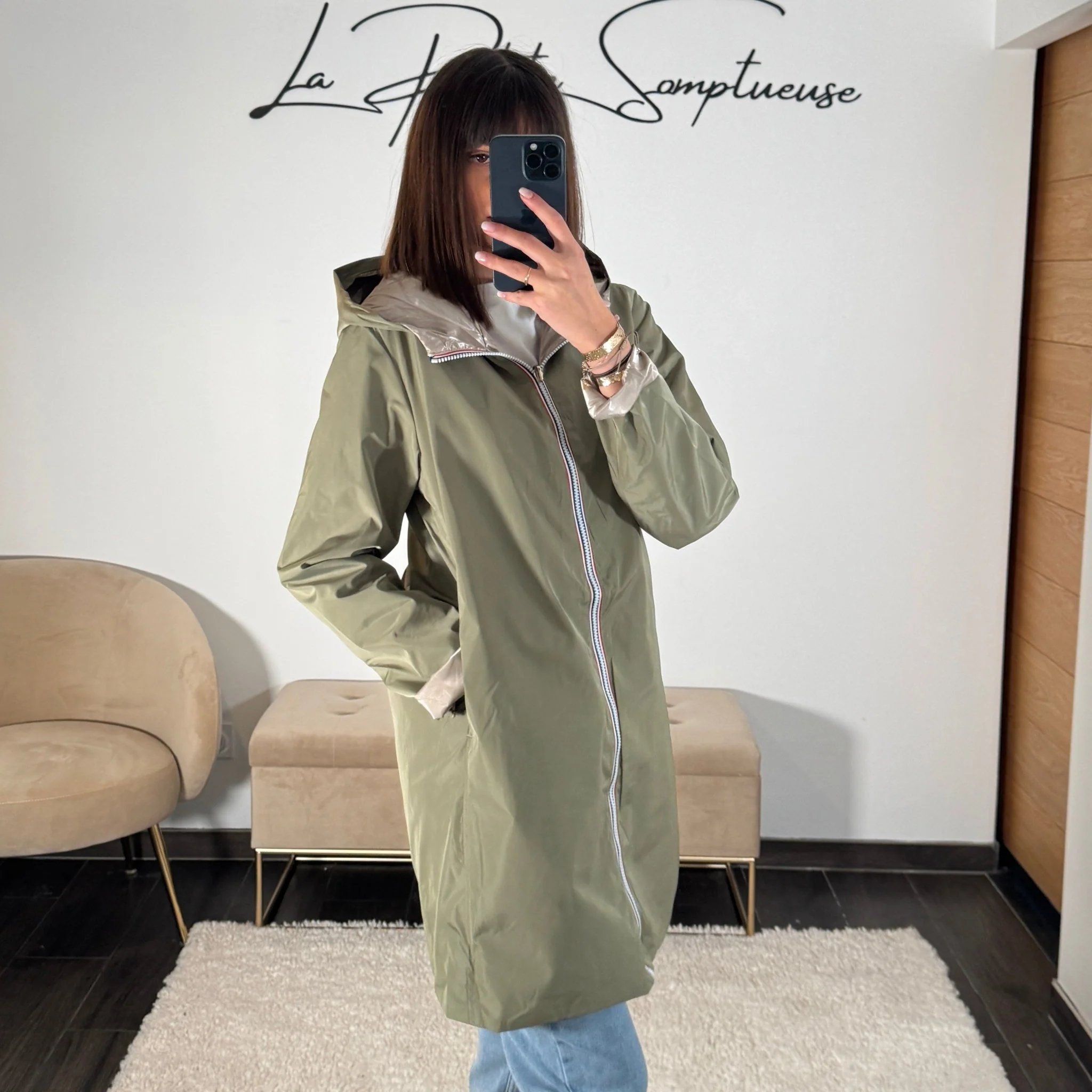 VESTE REVERSIBLE IMPERMEABLE KAKI - Image 2