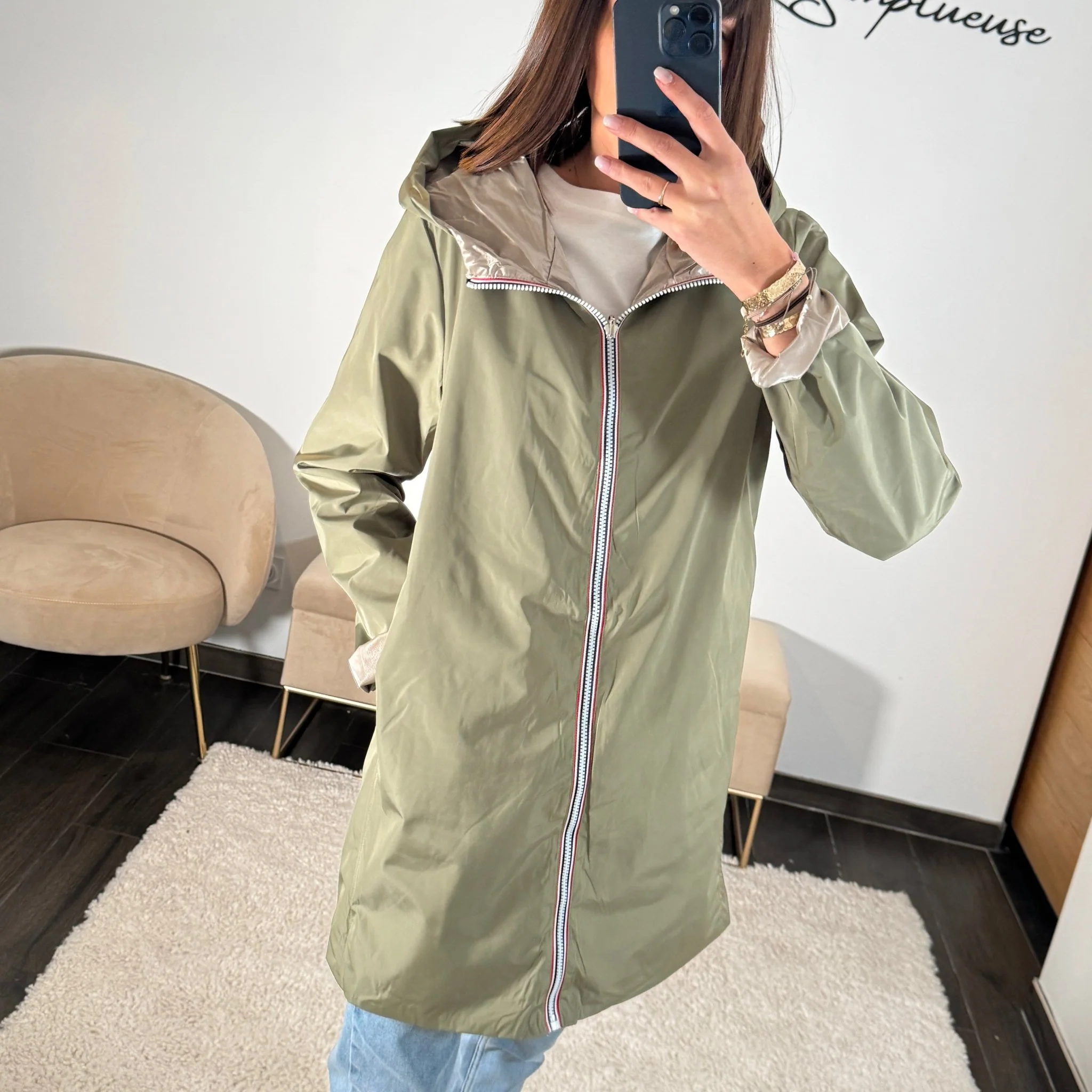 VESTE REVERSIBLE IMPERMEABLE KAKI - Image 3