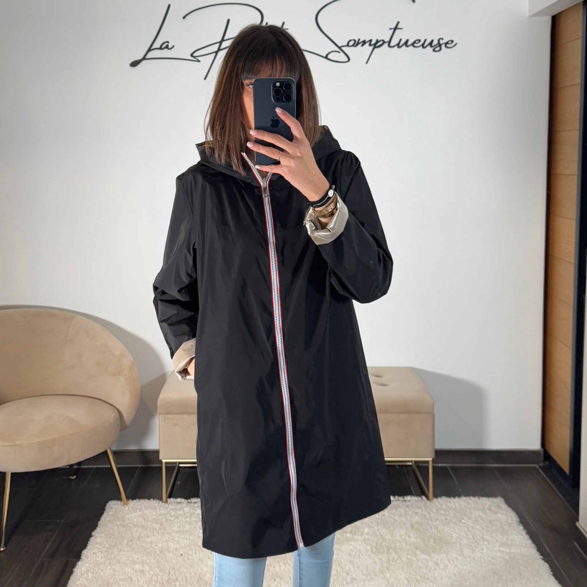 VESTE REVERSIBLE IMPERMEABLE NOIRE - Image 3