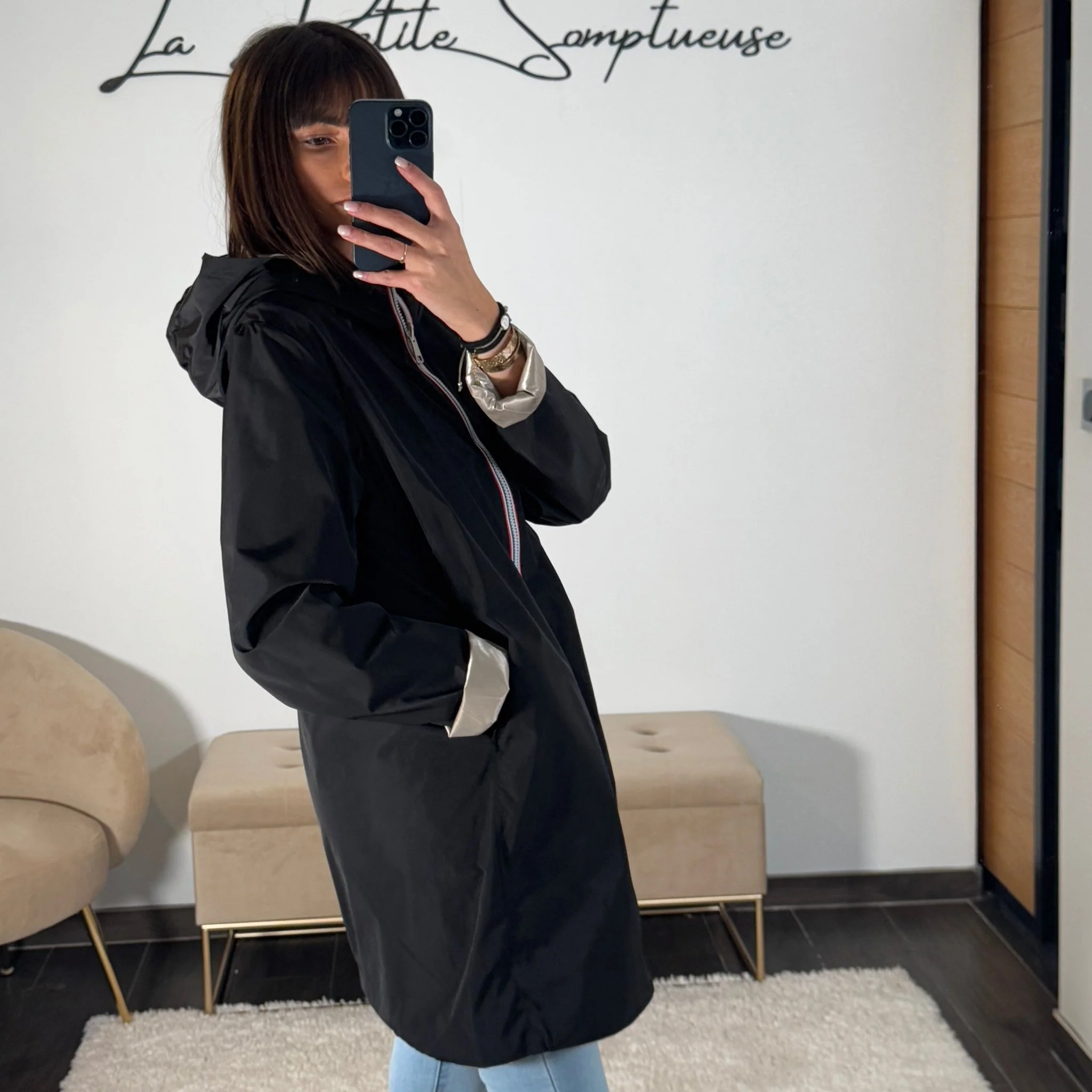 VESTE REVERSIBLE IMPERMEABLE NOIRE - Image 4