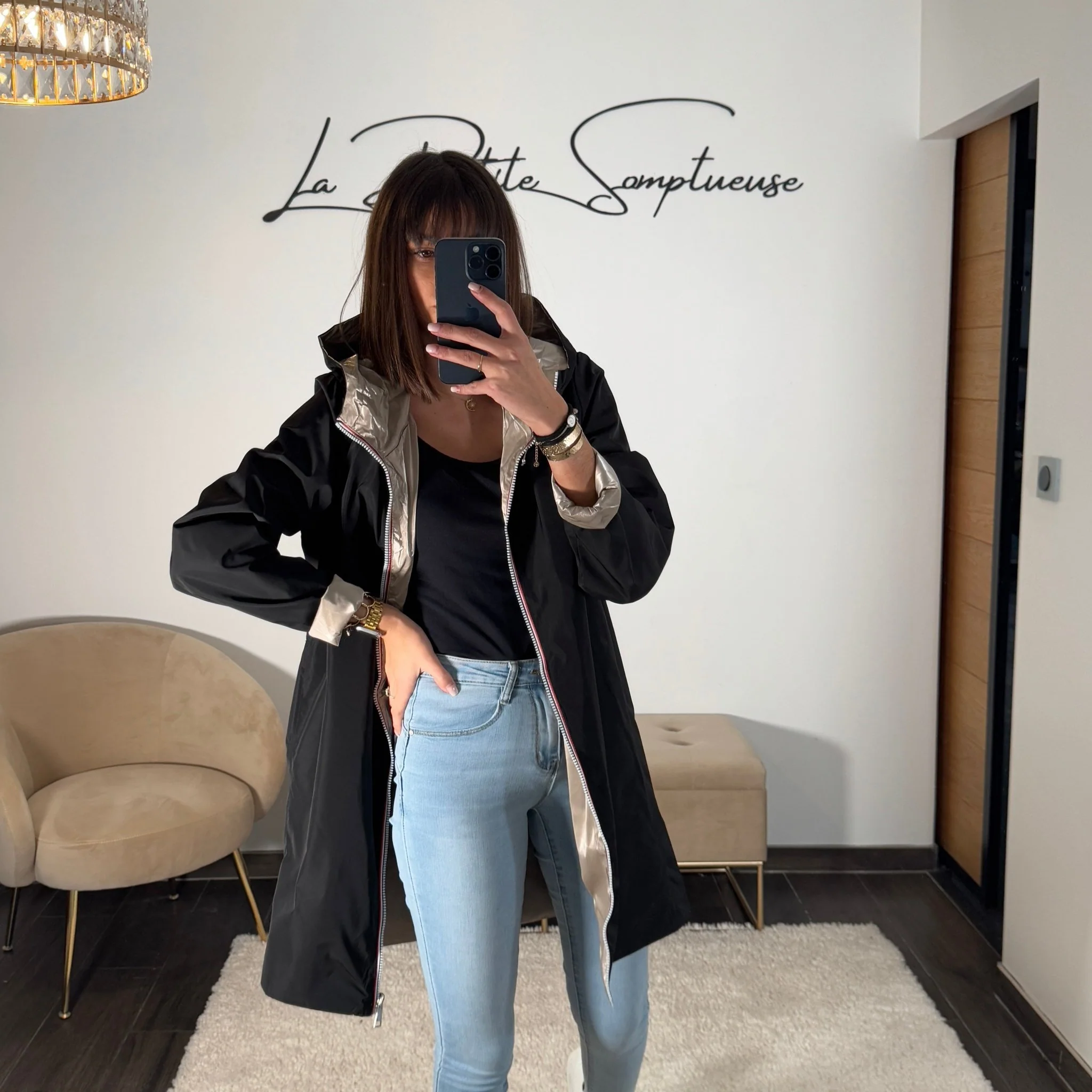 VESTE REVERSIBLE IMPERMEABLE NOIRE - Image 5