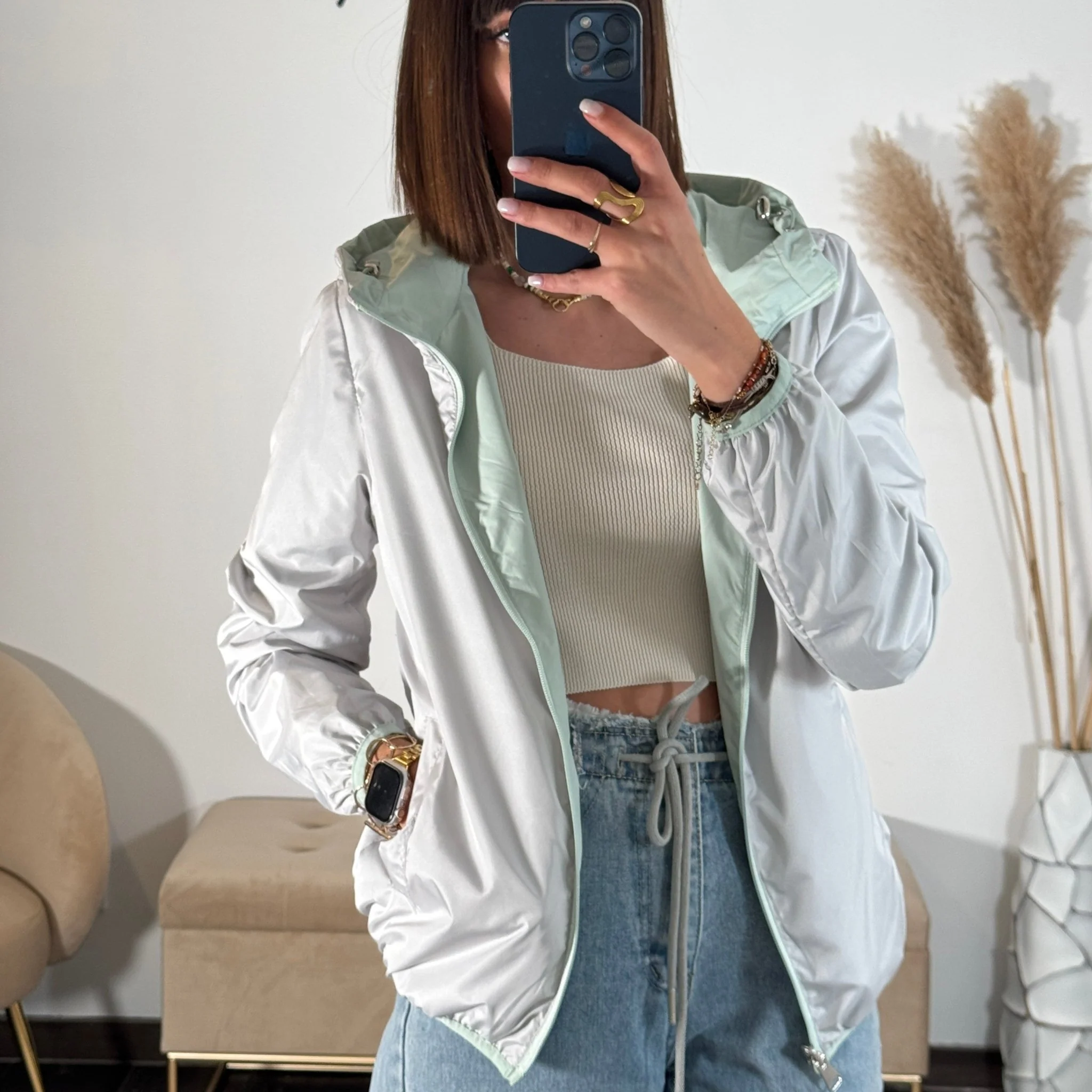 VESTE REVERSIBLE IMPERMEABLE VERT D'EAU - Image 3