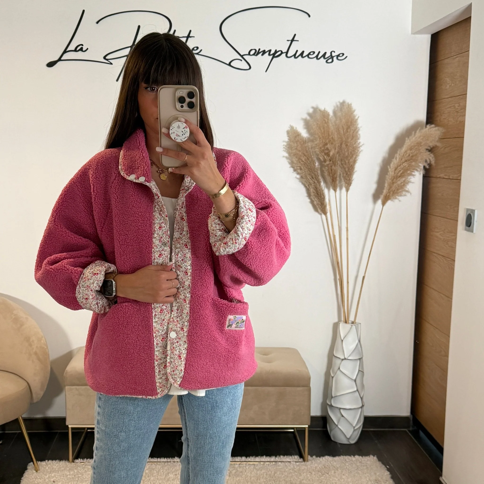 VESTE REVERSIBLE ROSE FLOWERS