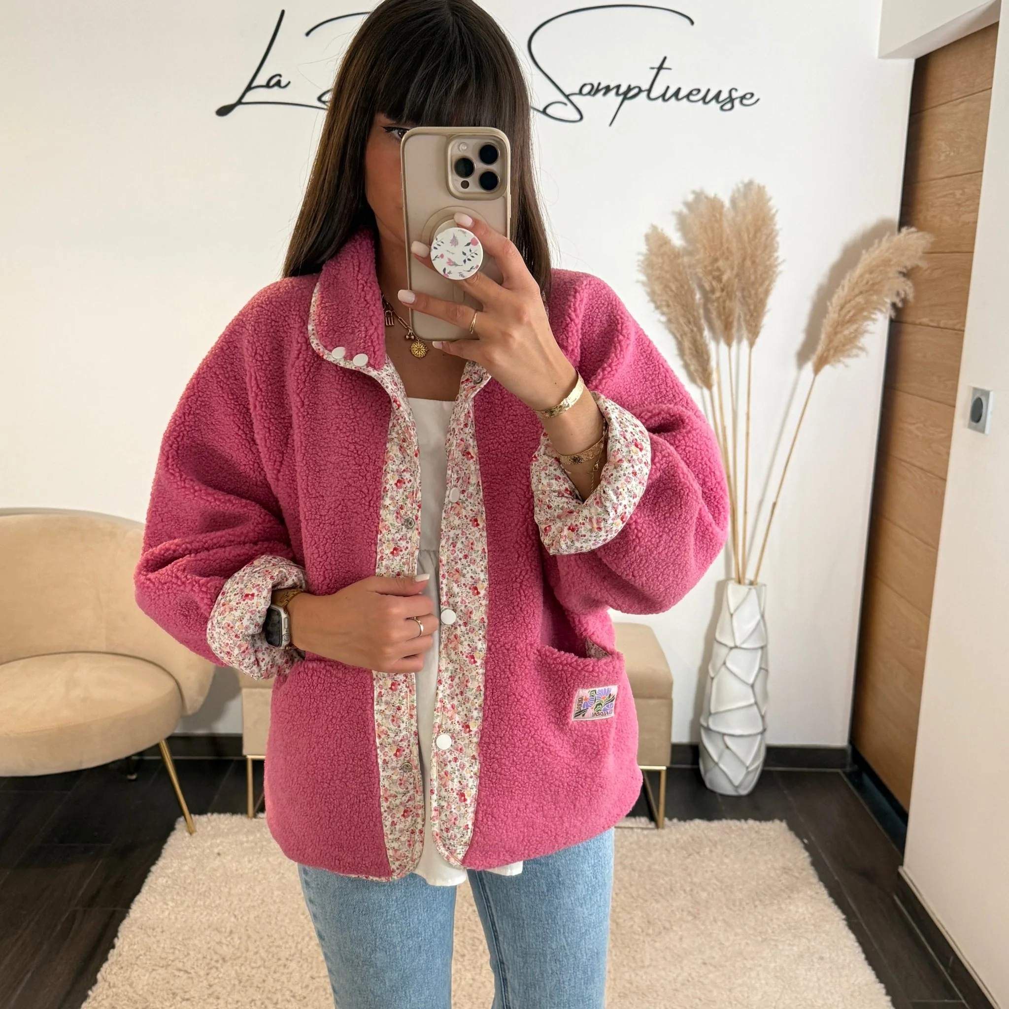 VESTE REVERSIBLE ROSE FLOWERS - Image 2