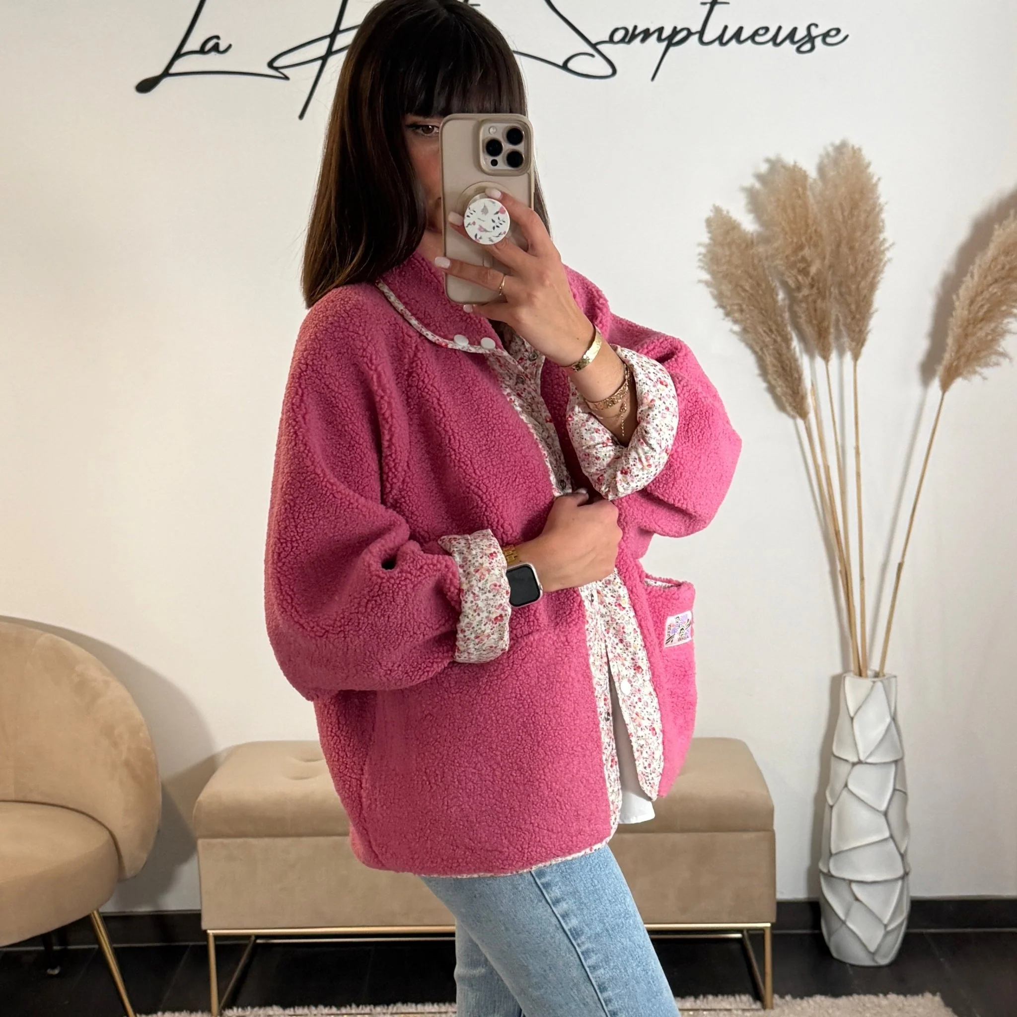 VESTE REVERSIBLE ROSE FLOWERS - Image 4