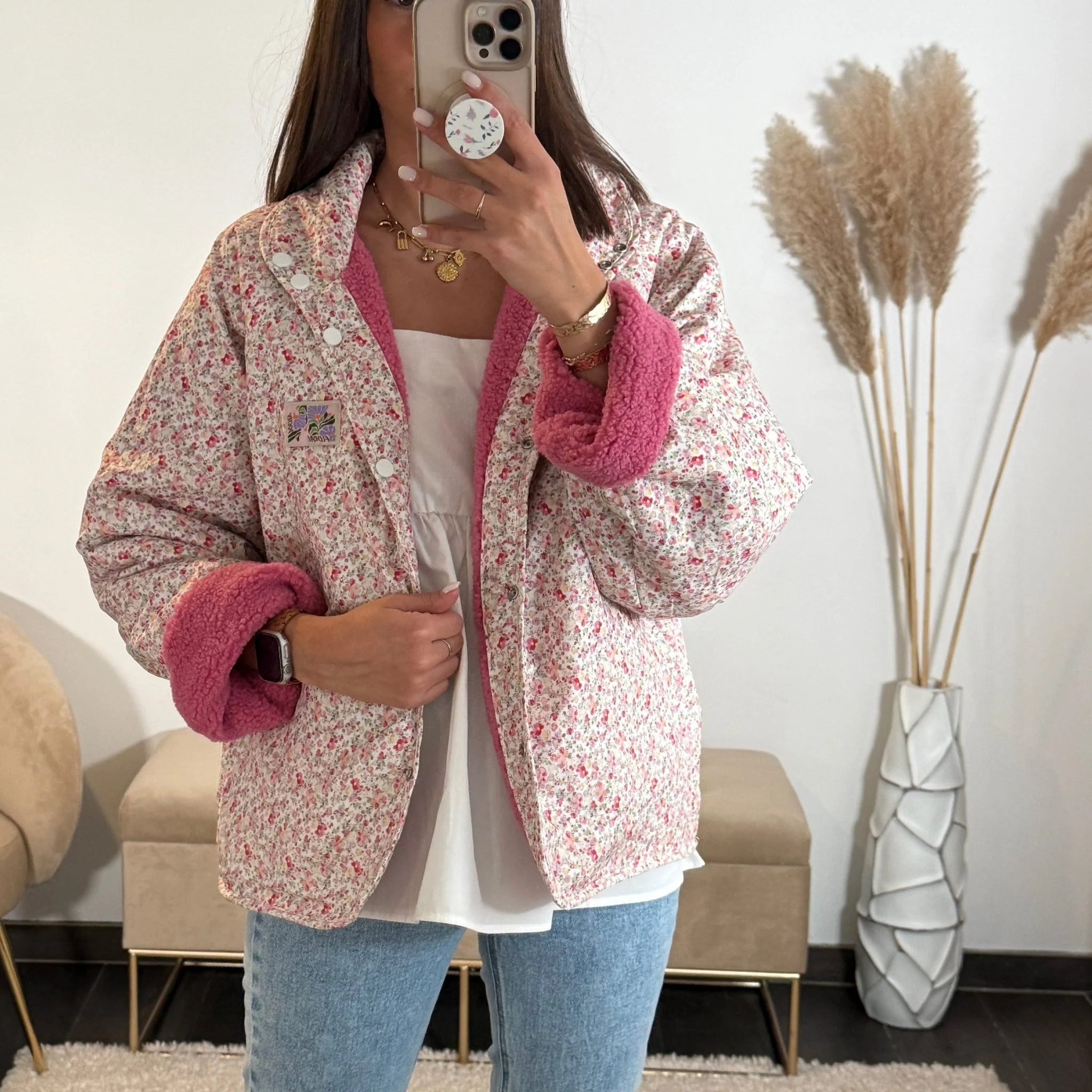 VESTE REVERSIBLE ROSE FLOWERS - Image 6