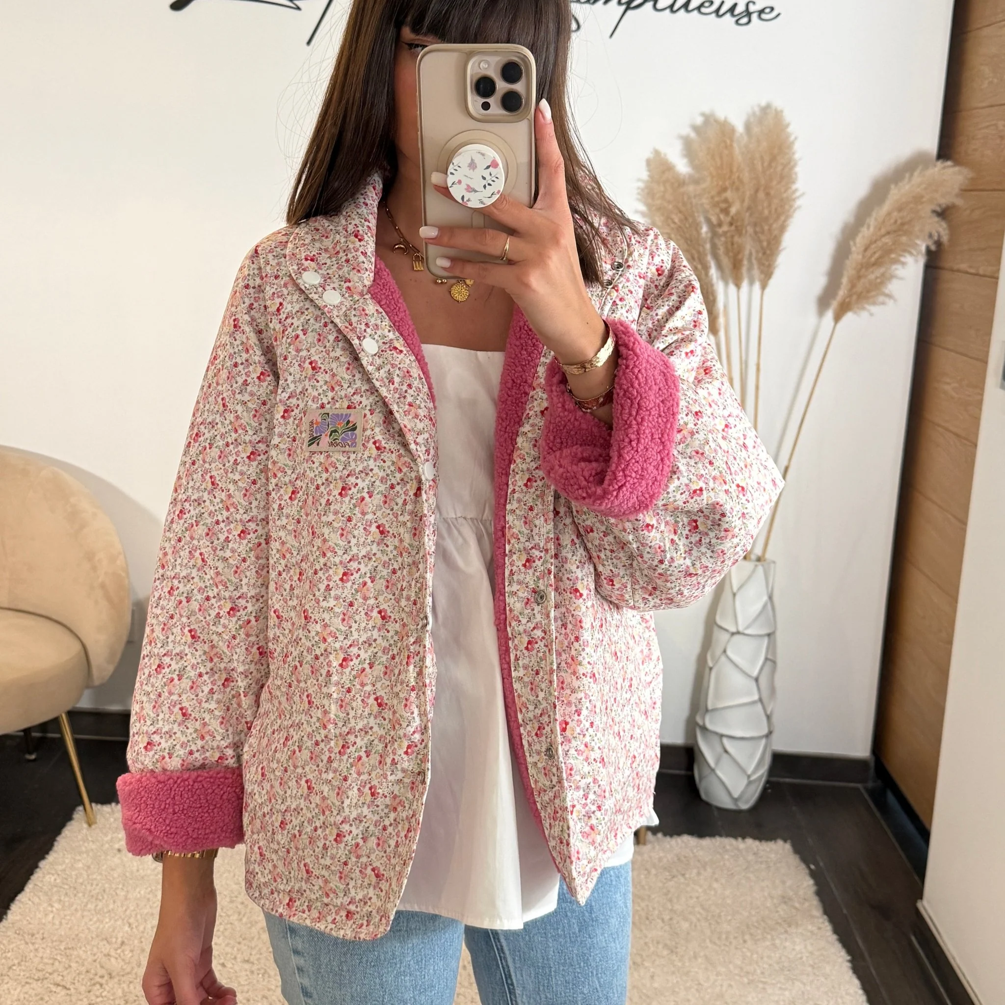 VESTE REVERSIBLE ROSE FLOWERS - Image 7