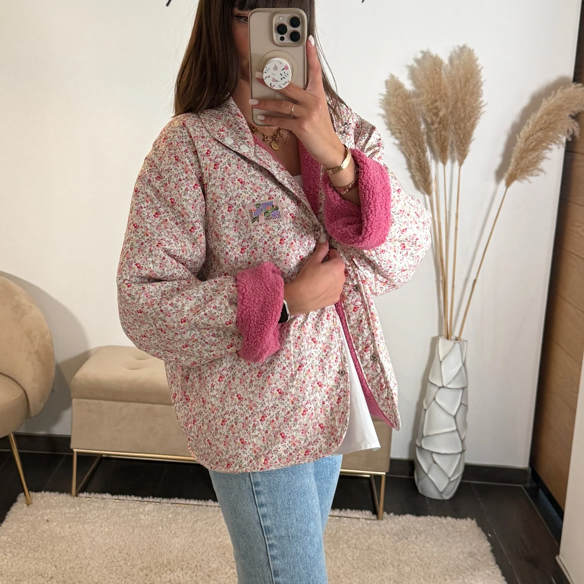 VESTE REVERSIBLE ROSE FLOWERS - Image 8