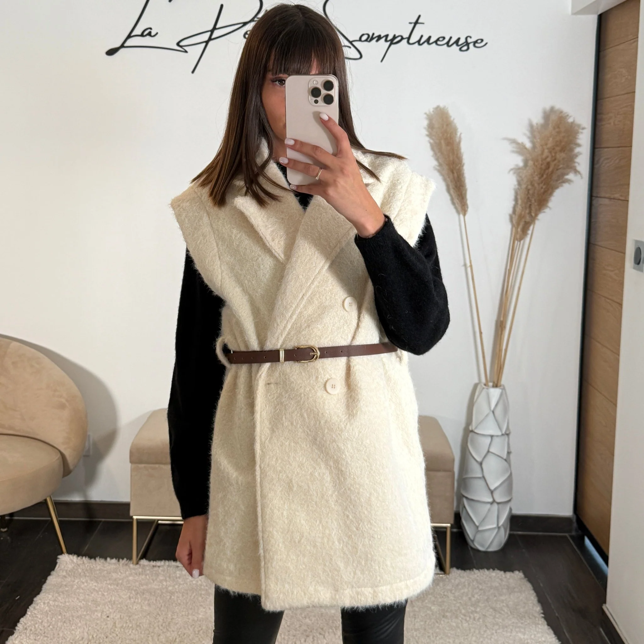 VESTE SANS MANCHE ECRU AUREL