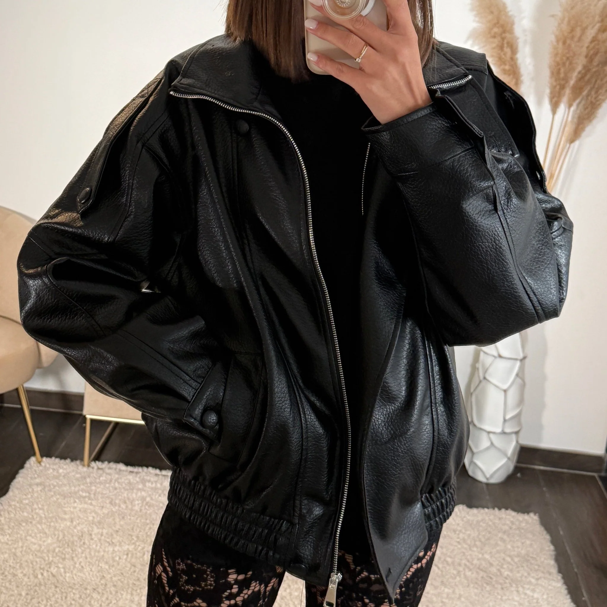 VESTE SIMILICUIRE NOIRE CLEA - Image 3