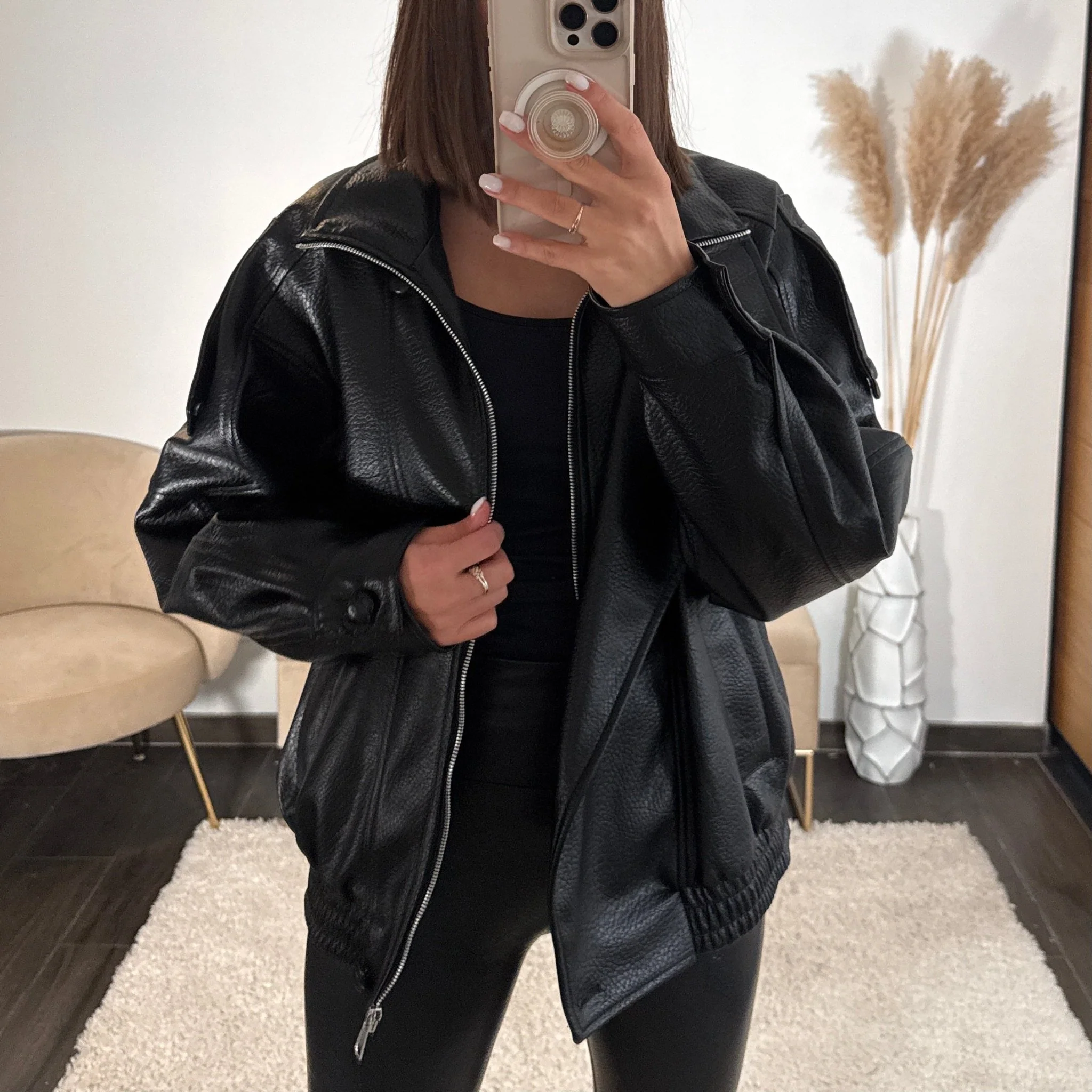 VESTE SIMILICUIRE NOIRE CLEA - Image 4