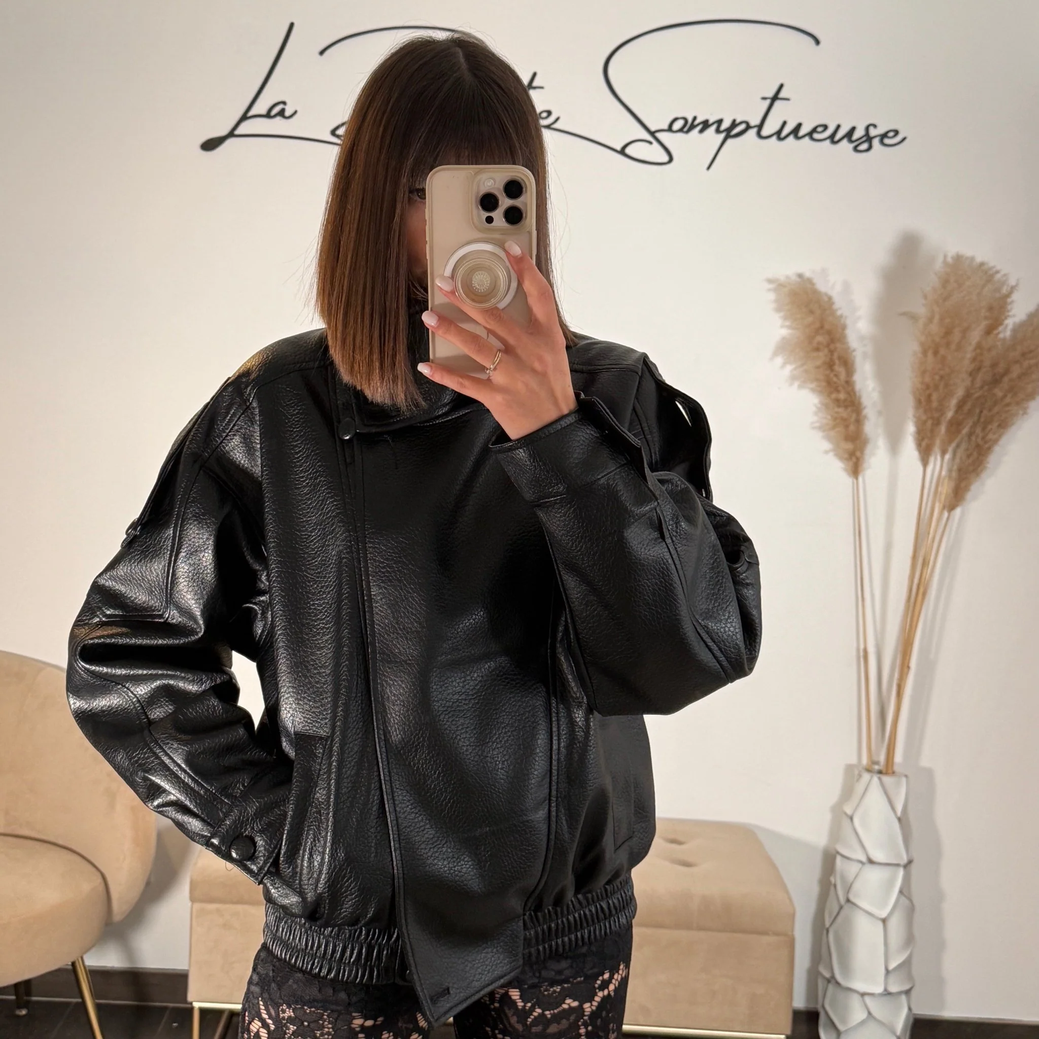 VESTE SIMILICUIRE NOIRE CLEA - Image 5