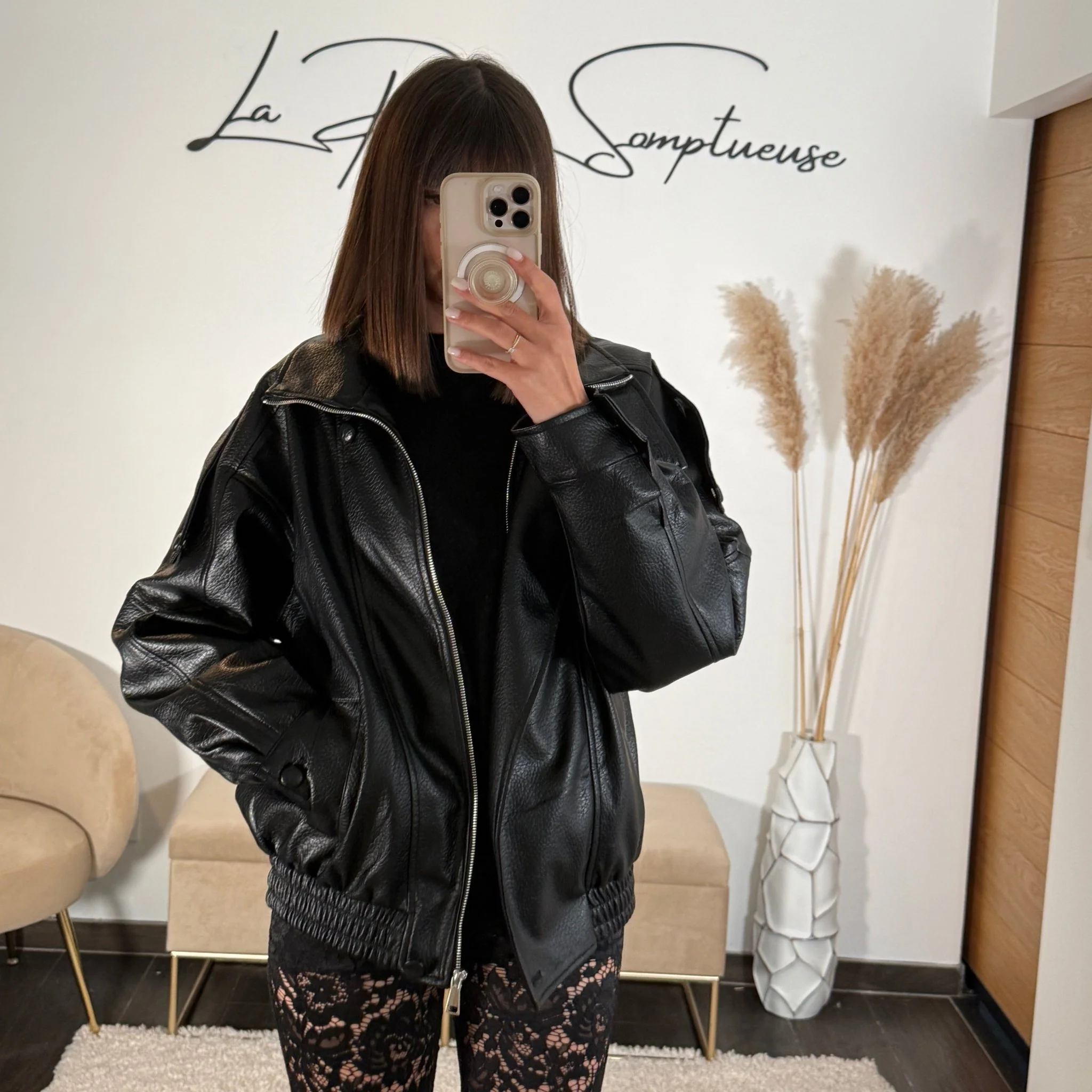 VESTE SIMILICUIRE NOIRE CLEA - Image 6