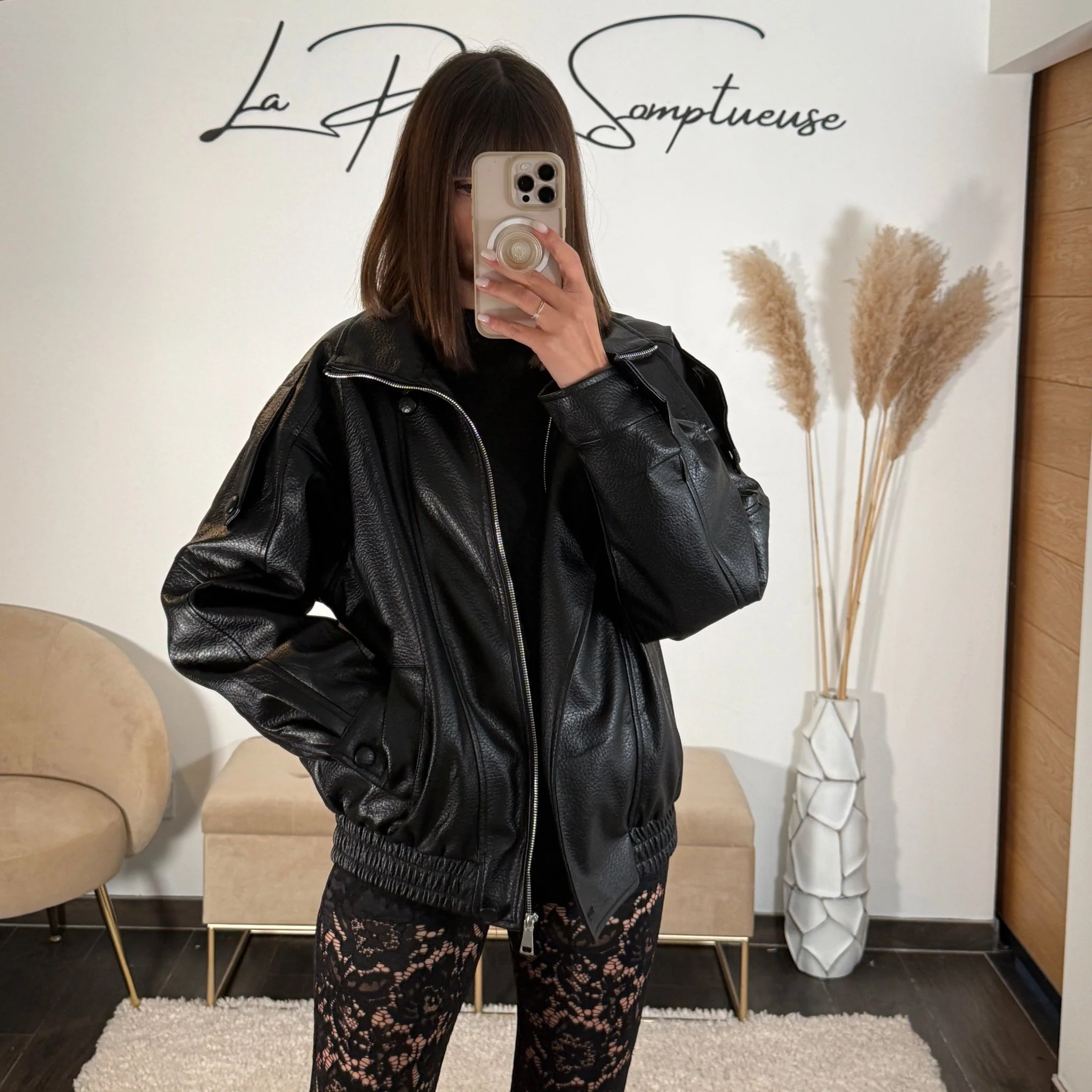 VESTE SIMILICUIRE NOIRE CLEA - Image 7