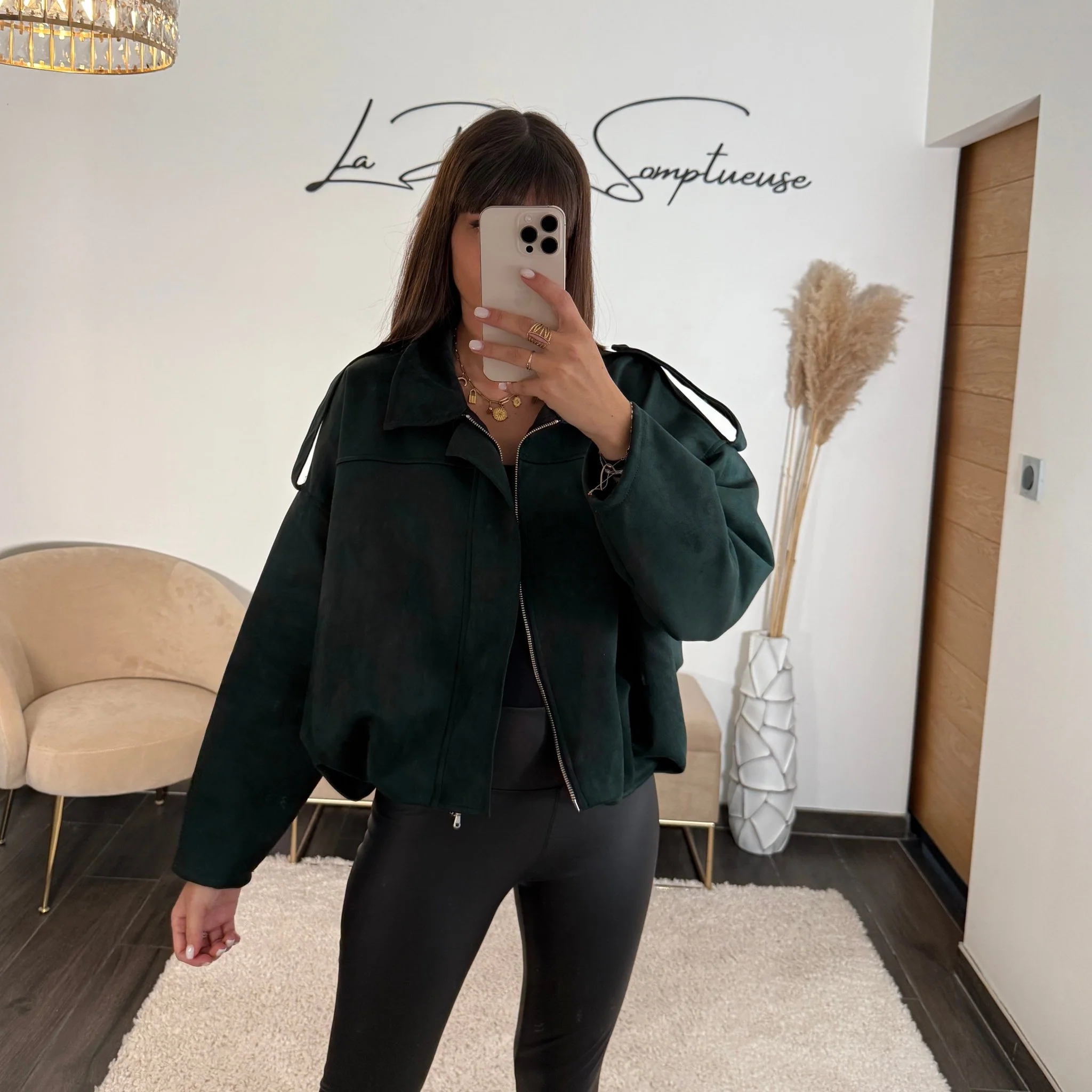 VESTE SUEDINE VERT SAPIN ZANA - Image 2